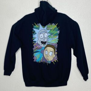 Rick and Morty Black Cotton/ Polyester Blend Pullover Hoodie Size L